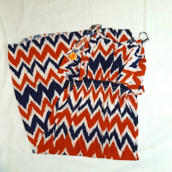 West Loop Size Large Red White Blue Print Maxi Dress NWT - Picture 5 of 15